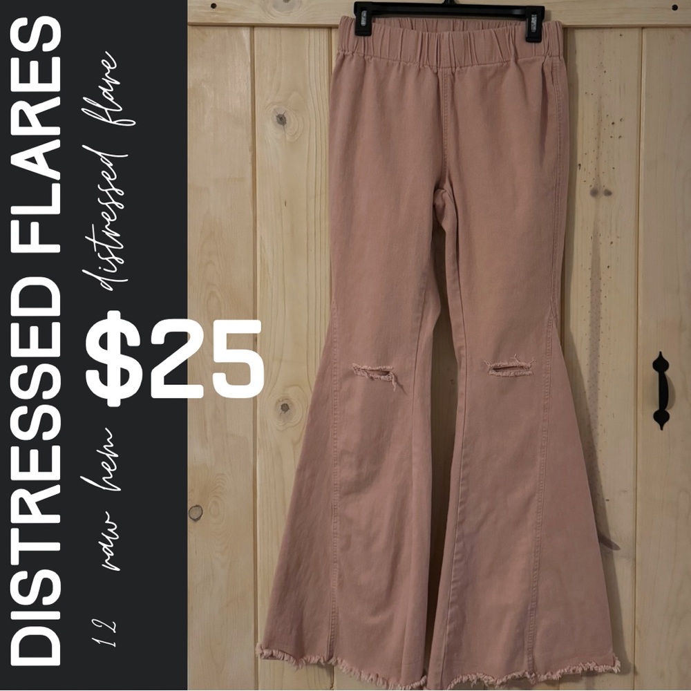 Pink raw hem flares, worn once!